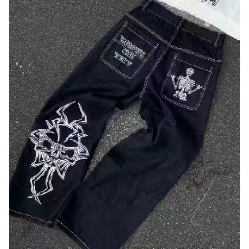 JNCO Streetwear Y2K Hip Hop Εκτύπωση Φαρδύ Πόδι Τζιν Δένετσο Ανδρικό Γυναικείο Φθινόπωρο Casual