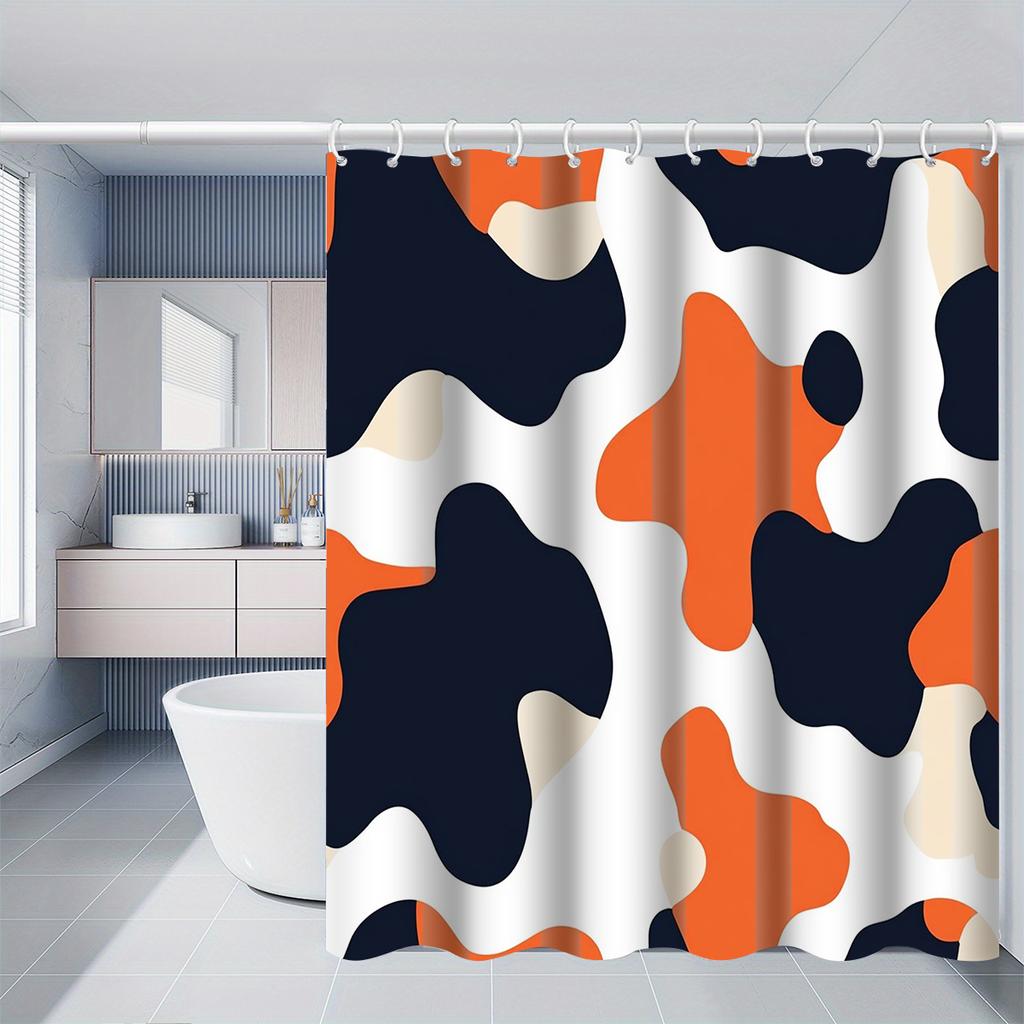 Fluid Abstract Shower Curtain 1Pc With 12 Hooks For Bathroom Home Decor Polyester 2D Flat Print 70.8X70.8 Inch