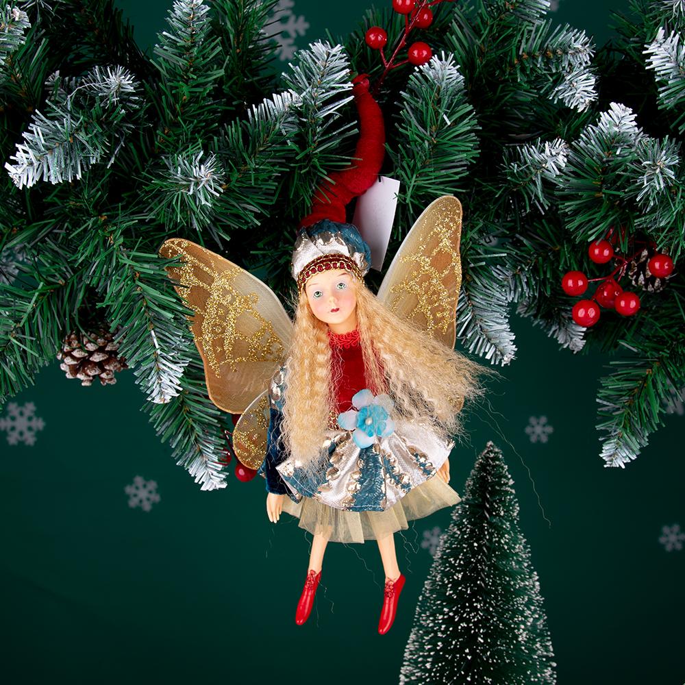 New Angel Elf Doll Multi Color Christmas Fairy Tree Jewelry Gold Elf Pendant Mini Fairy Statue Christmas Gift Home Decoration
