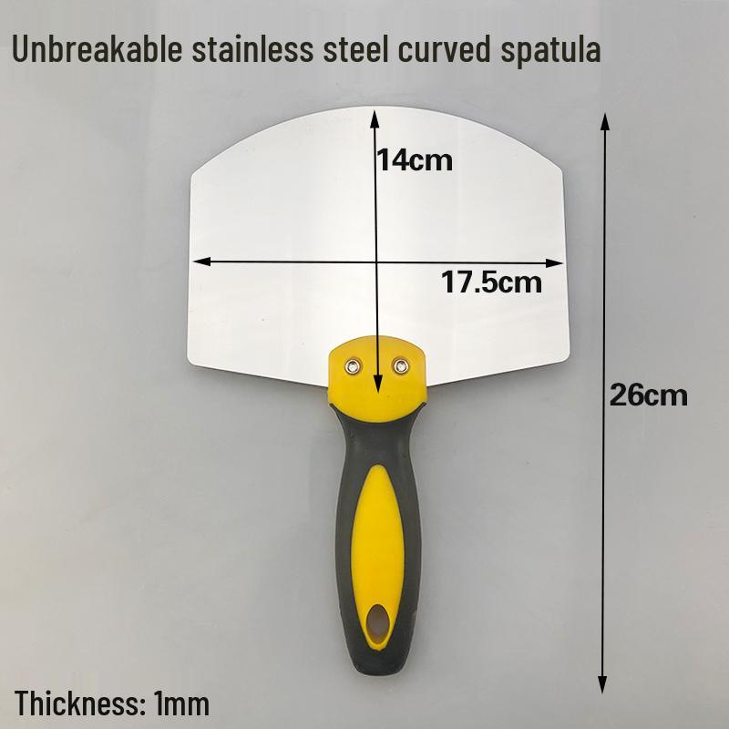 Stainless Steel Gray Curved Fan-Shaped Spatula and Putty Scraper with Thickened Handle - Free Shipping