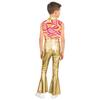 Kids Metallic Shiny Sleeveless Jumpsuit with Print Patchwork and Flared Pants for Boys Disco Halloween Party Outfit