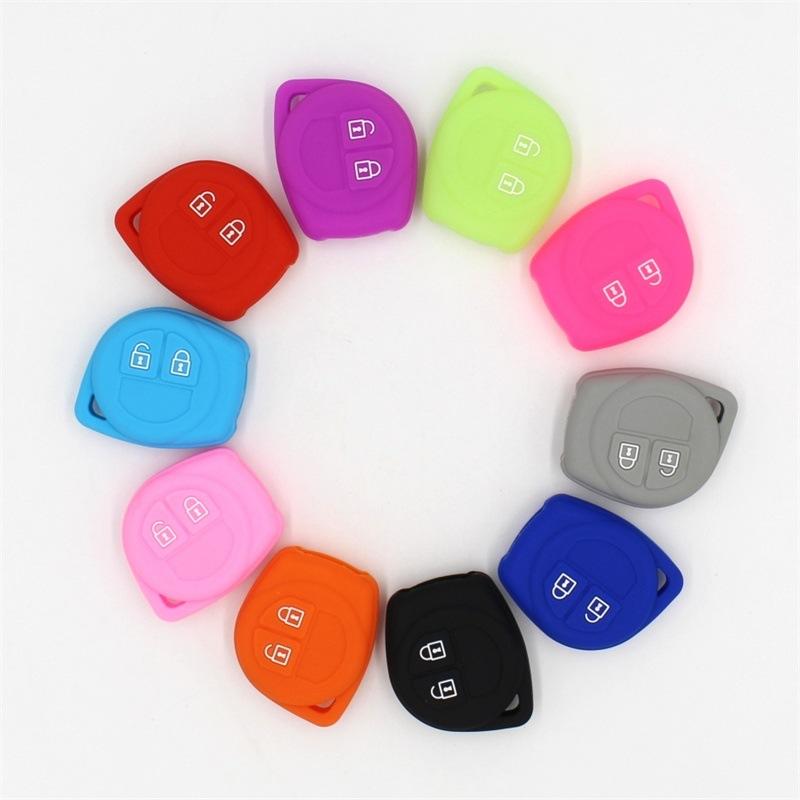 Silicone Car Key Fob Cover 2 Button Anti-Slip Shockproof Case for Alto Suzuki SX4 Swift Grand Vitara Ciaz Anti-Dust Protection