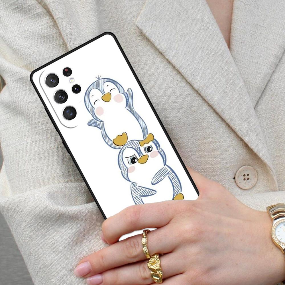 Cute Kawaii Penguin Cell Phone Case for Samsung Galaxy S26 Ultra S25 S24 S23 S22 S21 S20 Note10 Cover