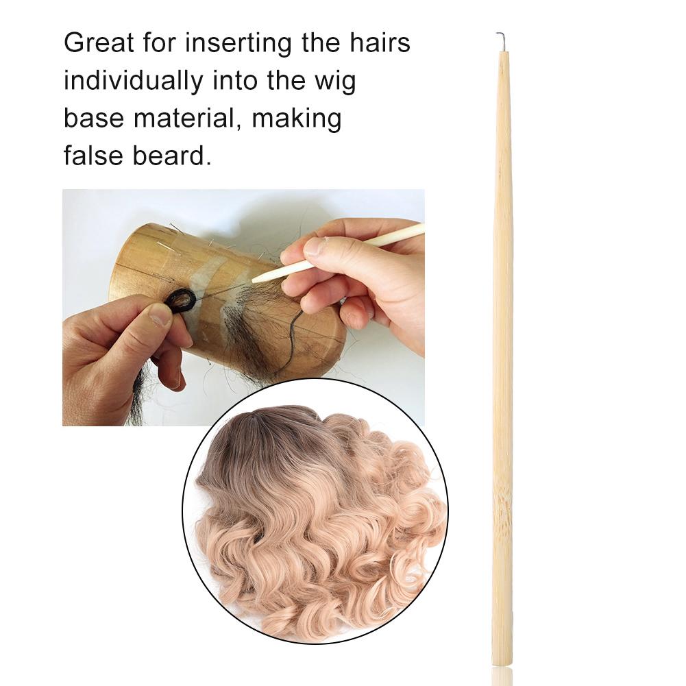 Hooking Hair Ventilating Needle with Wood Handle Lace Wig False Beard Making Repairing Weaving S