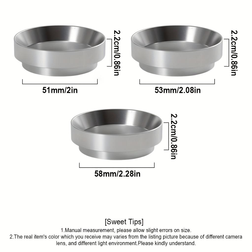 51/53/58mm Espresso Dosing Funnel, Aluminum Magnetic Coffee Funnel Compatible, Silver/Black Espresso Magnetic Dosing Ring
