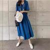 Dongdaemun Women's Medium and Long Dress with Hat Loose Casual Splicing Cake Skirt