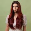 Ombre Black Red Long Wavy Heat Resistant Synthetic Hair Wigs for Women