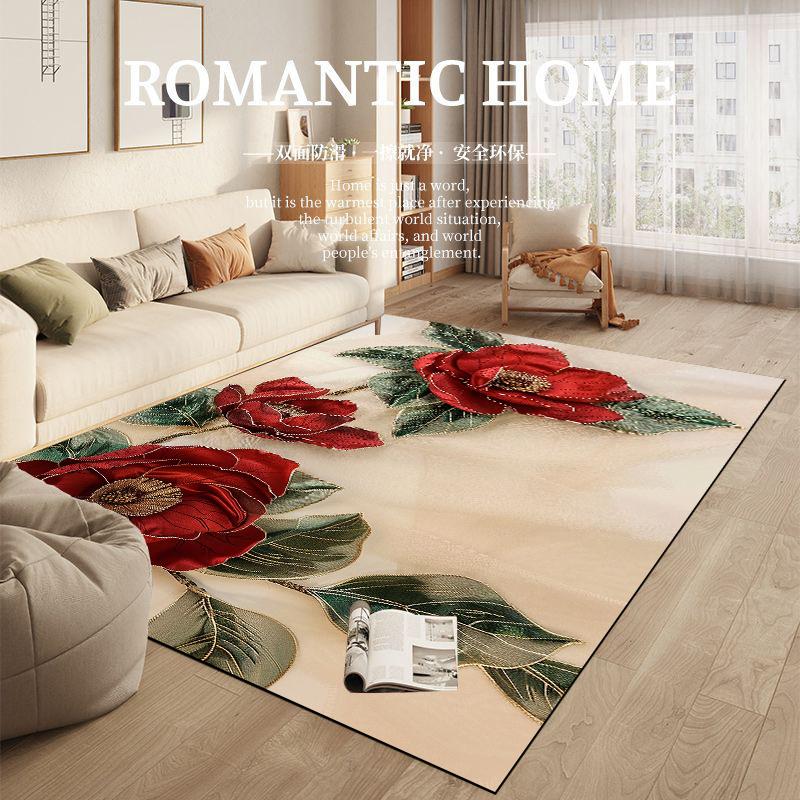 Luxury 3D Flower Carpet for Living Room European Decorate Bedroom Rugs Fluffy Soft Lounge Rug Non-slip Coffee Table Mat Washable
