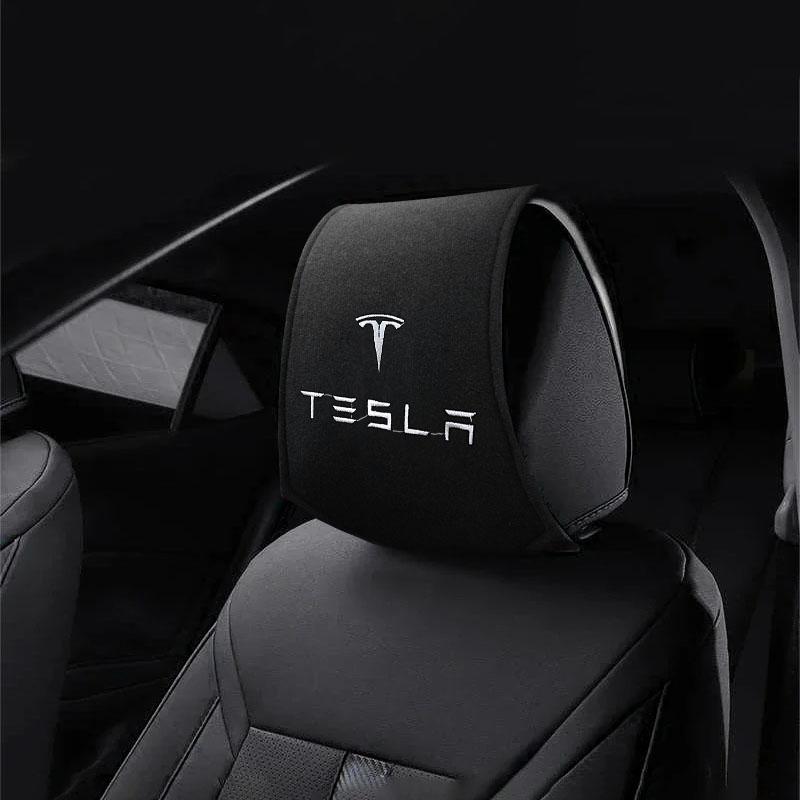 Car Headrest Cover Auto Seat Headrest Cushion Neck Pillow Case Accessories For Tesla Model 3 Model S Model X Model Y Roadster Bonina Coil