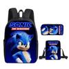 Sonic Primary School Student Schoolbag Three-Piece Set, Animation Cartoon Backpack, Shoulder Bag Pencil Case