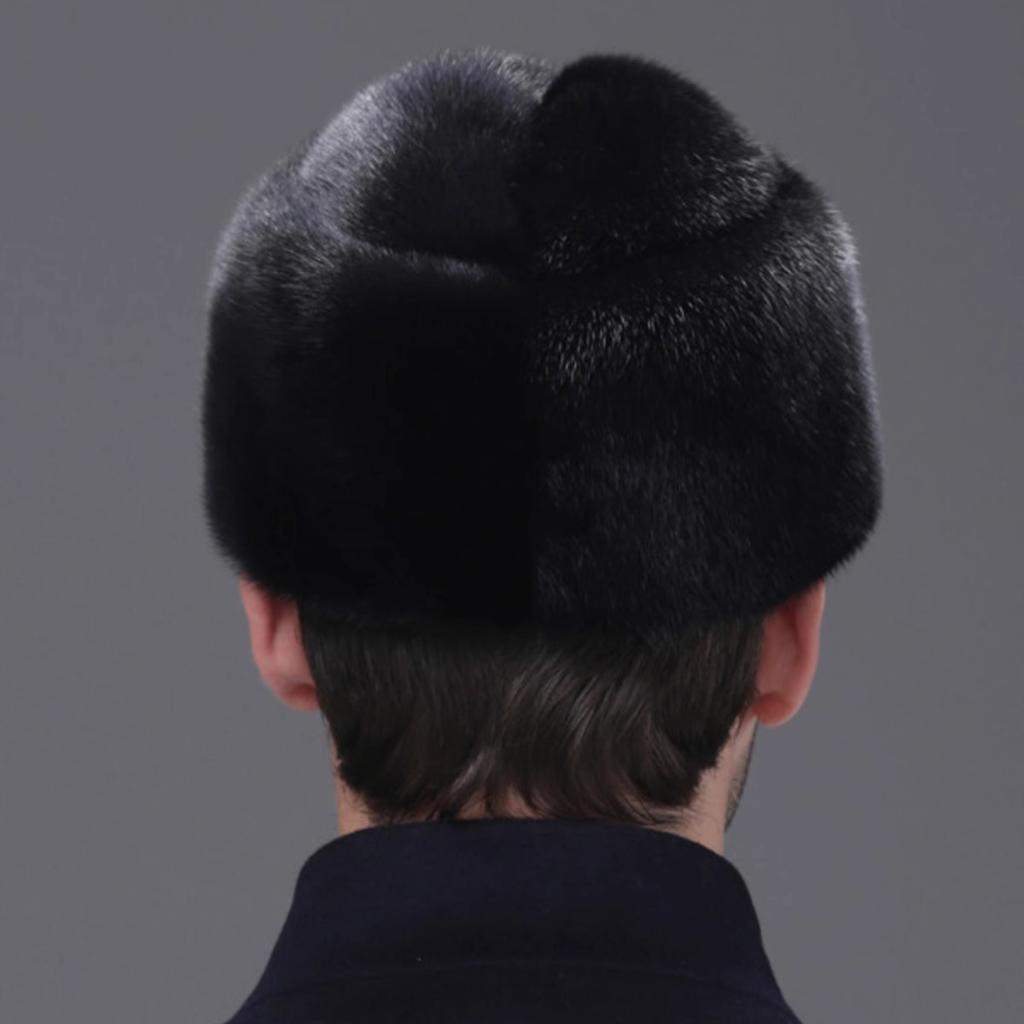 Imported Mink Hat Men's Whole Mink In the Elderly Fur Hat Winter Warm Cotton Hat Mink Landlord Hat