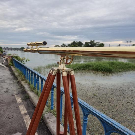Maritime Brass Telescope Adjustable Wooden Tripod Nautical Decor Gift 42x Functional Telescope Home, Office, Studio Decor Gift