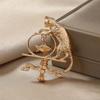 Metallisch Texturierte High-End Barock Kätzchen Brosche - Retro Europäischer & Amerikanischer Stil Korsage für Anzüge