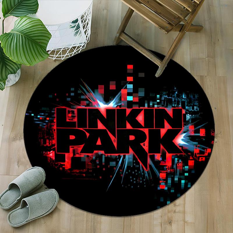 1pc Linkin Park2 Print Round Carpet Chair Round Carpet Suitable for Bedroom Living Room Home Decorative Carpet