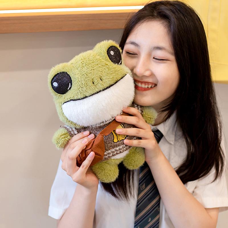 Lalafanfan little frog plush toy as a gift for girls, 30cm