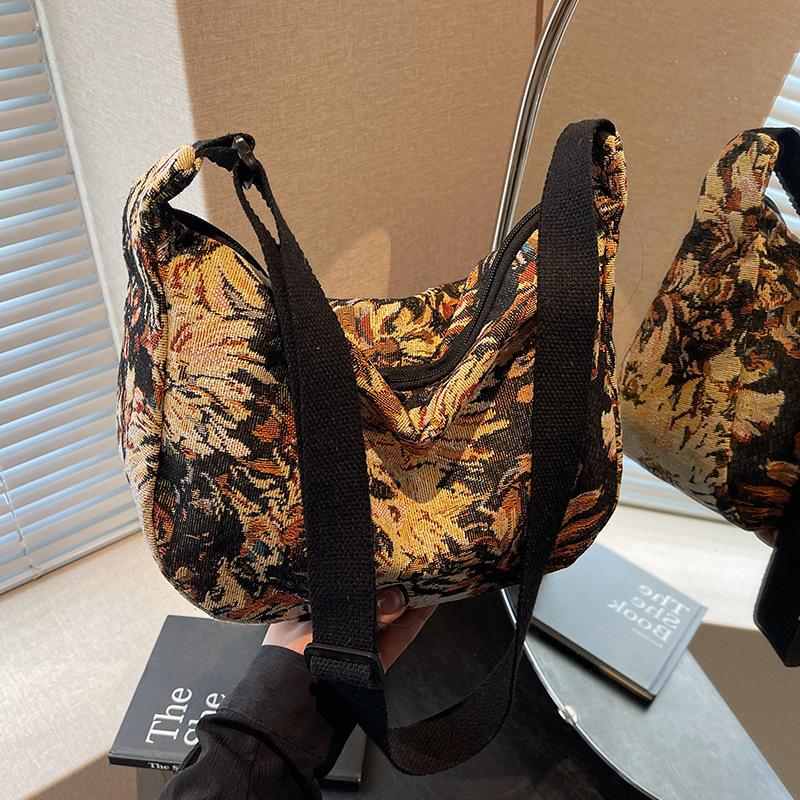 

Студенческая сумка-тоут большой вместимости для женщин, новая креативная сумка на плечо с масляной живописью, холщовая сумка для поездок на работу