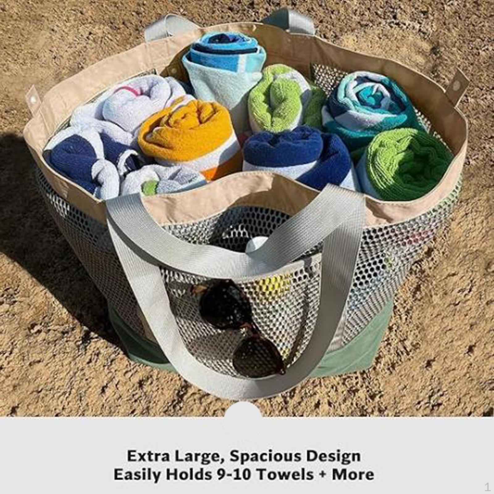 

Сетчатая пляжная сумка большая тоут портативная повседневная пескостойкая дорожная сумка через плечо для покупок Gray Green