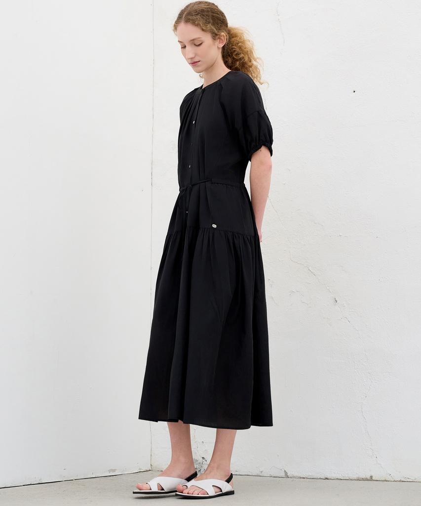MITTE Flare Pin-Tuck Dress_Black