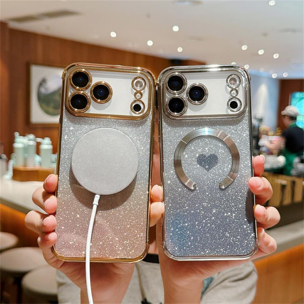 For iPhone 17 Pro Case Gradient Sparkle TPU Phone Cover Compatible with MagSafe