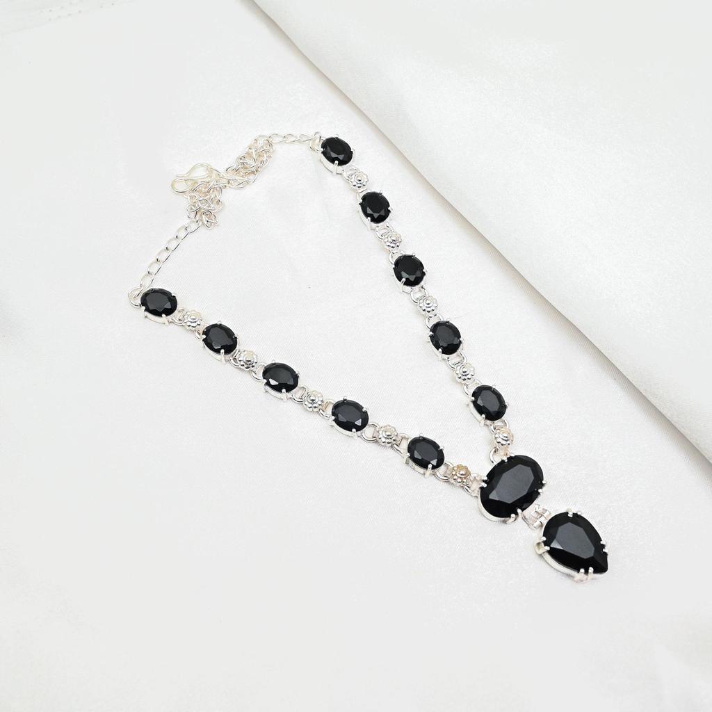 Black Spinel Necklace, 925 Solid Sterling Silver Necklace Handmade Gemstone Jewelry, Gifts For Wife Brand New Necklace