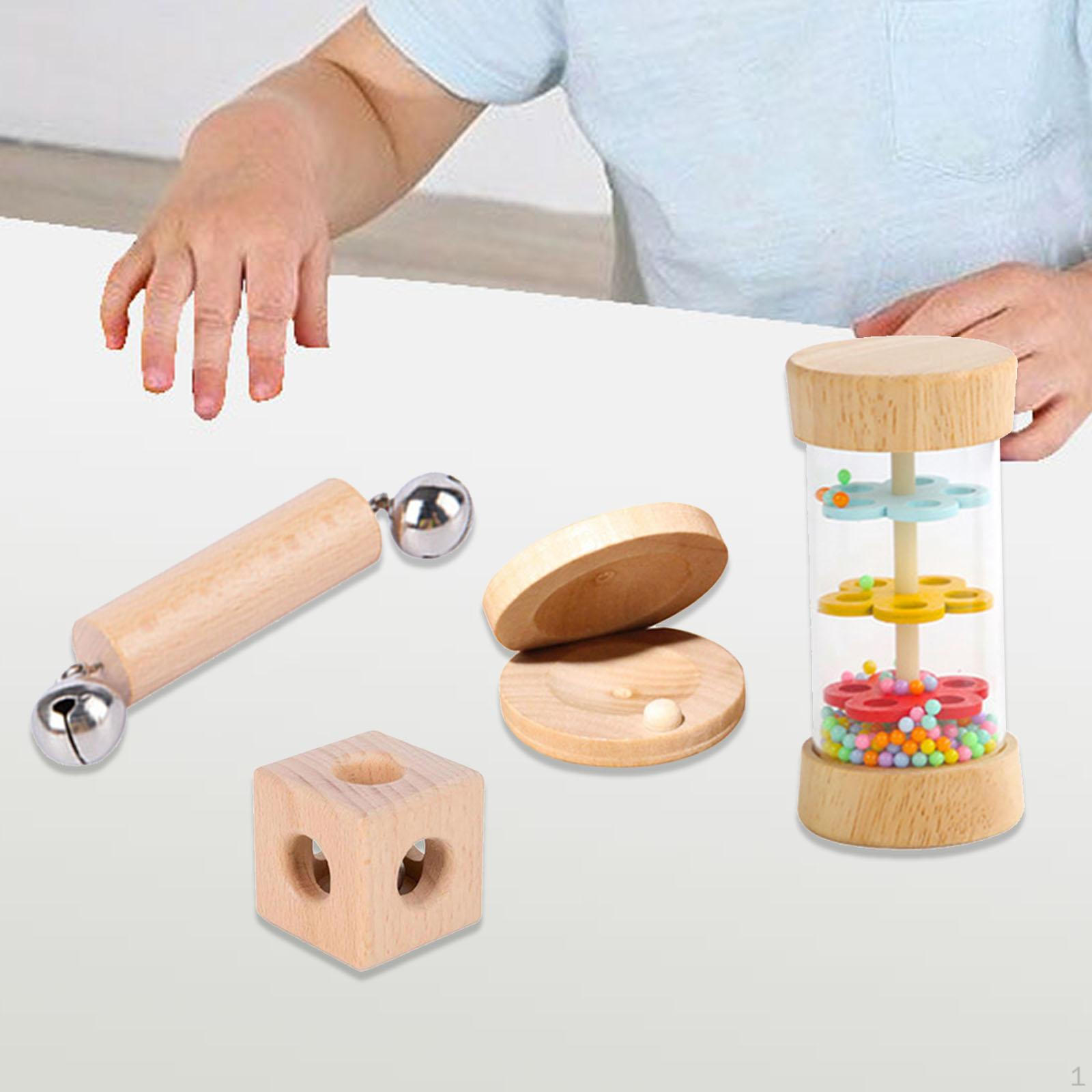 4 Pieces Wood Music Set, Kids Instruments Percussion Gift, Preschool Education for Toddlers Holiday