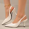 Zapatos de tacón alto inclinados patentados para mujer - tacones de aguja finos y puntiagudos con correas de hombro ajustables