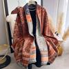 Women Ethnic Bohemia Two Sided Print Imitation Cashmere Scarf Soft Warm Pashmina Shawl Autumn Winter Coldproof Windproof Blanket