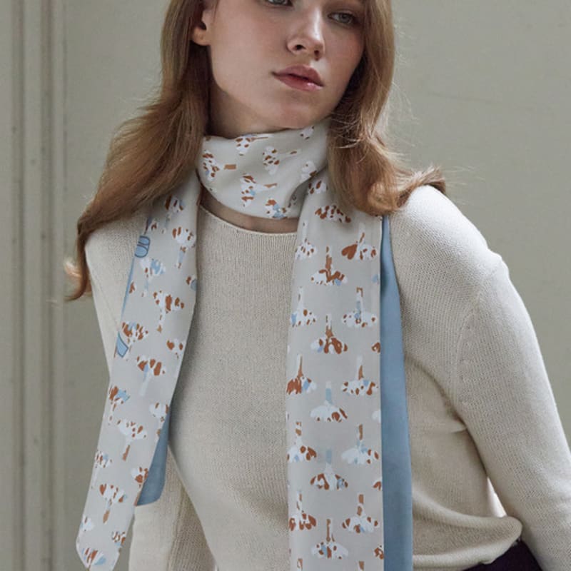 ANA MAISON Cocoma Long Petit Twill Scarf [PMLTS-1416]