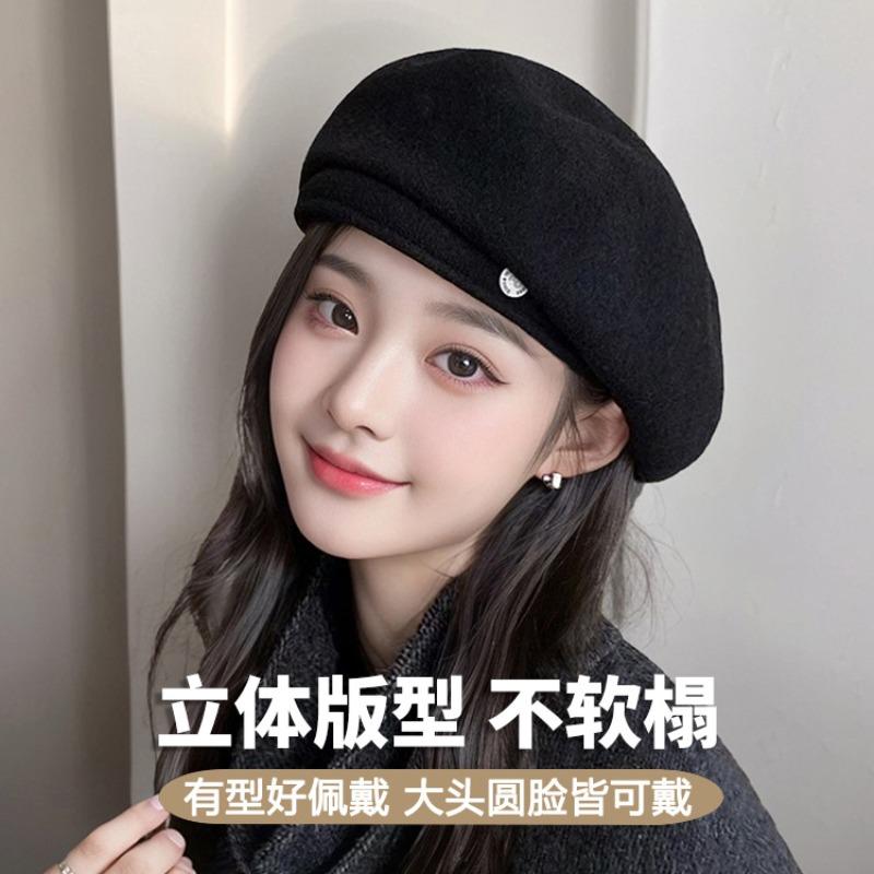 Autumn and Winter Warm Wool Beret Women's New Face Small High-end Temperament Retro Painter Hat Winter