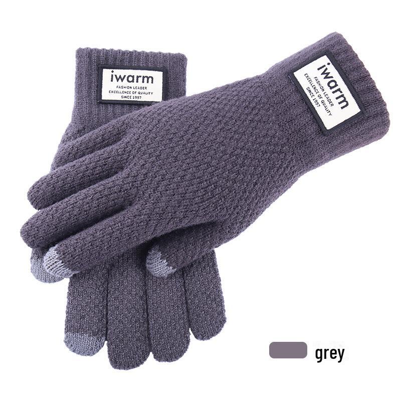 Men's Touchscreen Wool Gloves - Double-Layered, Velvet-Lined, and Warm for Autumn/Winter