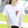 Bottom Shirt Ins Sweet Simple Flowers Round Neck Wear FeUnisex Print Fashion Internet Celebrity Commuter Shortsleeved Tshirt