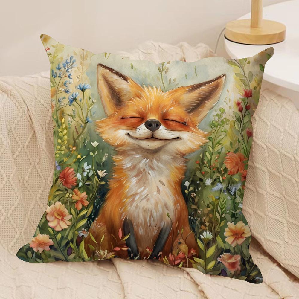 Fox printed Cushion Cover Soft Plush Fabric DoubleSided Printed Cushion Covers for All Seasons Modern HomeDecor Gift