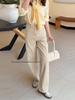 Milk Tea High-Waist Cargo Pants for Women - Spring/Autumn Versatile Slimming Wide-Leg Fashion