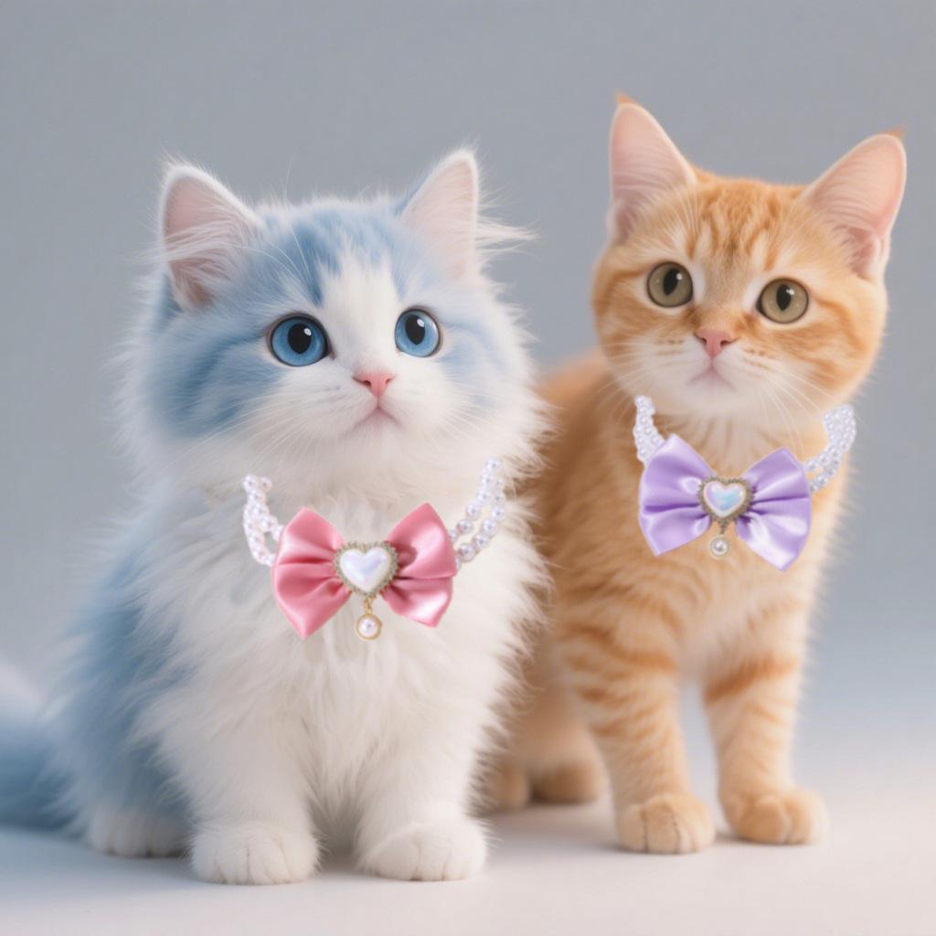 New Retro Cats Collars Kitten Love Bowknot Bow Tie with Pearl Adjustable Anti-suffocation Puppy Necklace Pets Party Accessories