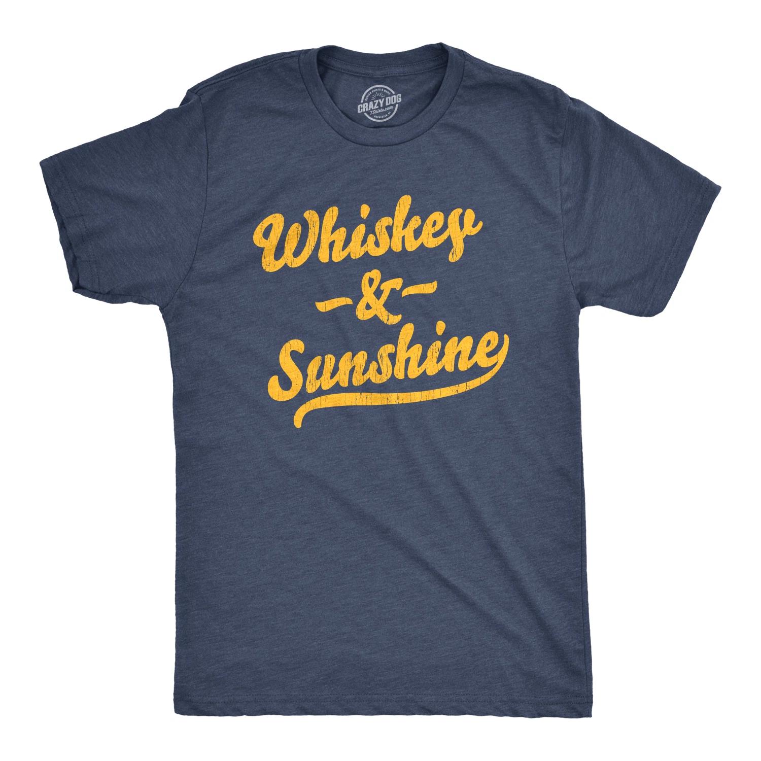 Mens Whiskey and Sunshine T Shirt Funny Summer Drinking Tee XS