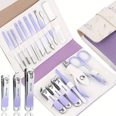 16 Pcs/set Manicure Set Full Function Kit Nail Clippers Stainless Steel Pedicure Sets With Leather Portable Case Idea Gift