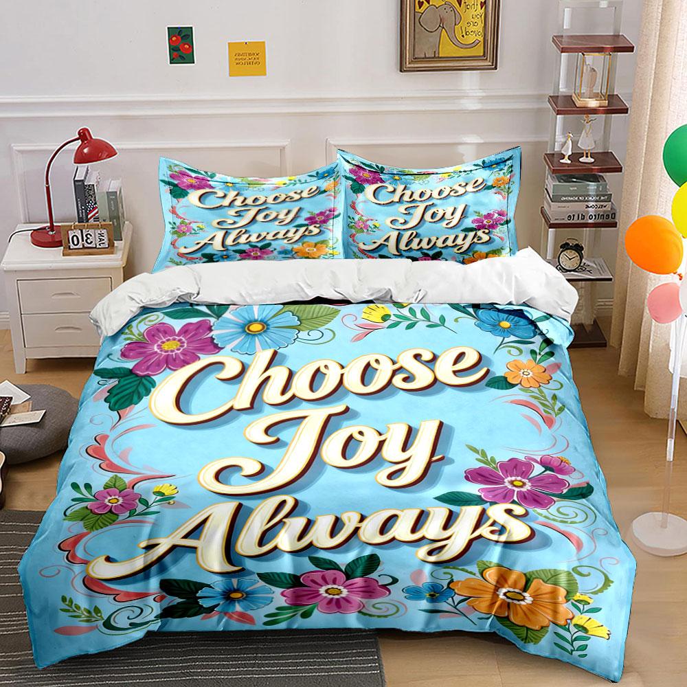 

Floral pattern with text. Bedding sets Duvet cover sets Duvet covers Pillowcases(1 * Duvet Cover 2 * Pillowcases without duvet insert) 135x200cm
