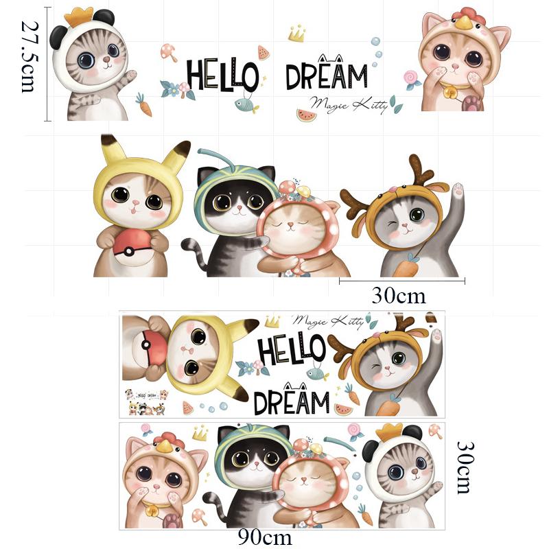 Cartoon süße Katzen Wandaufkleber für Kinderzimmer Kinderzimmer Dekoration Home Decor PVC Aufkleber