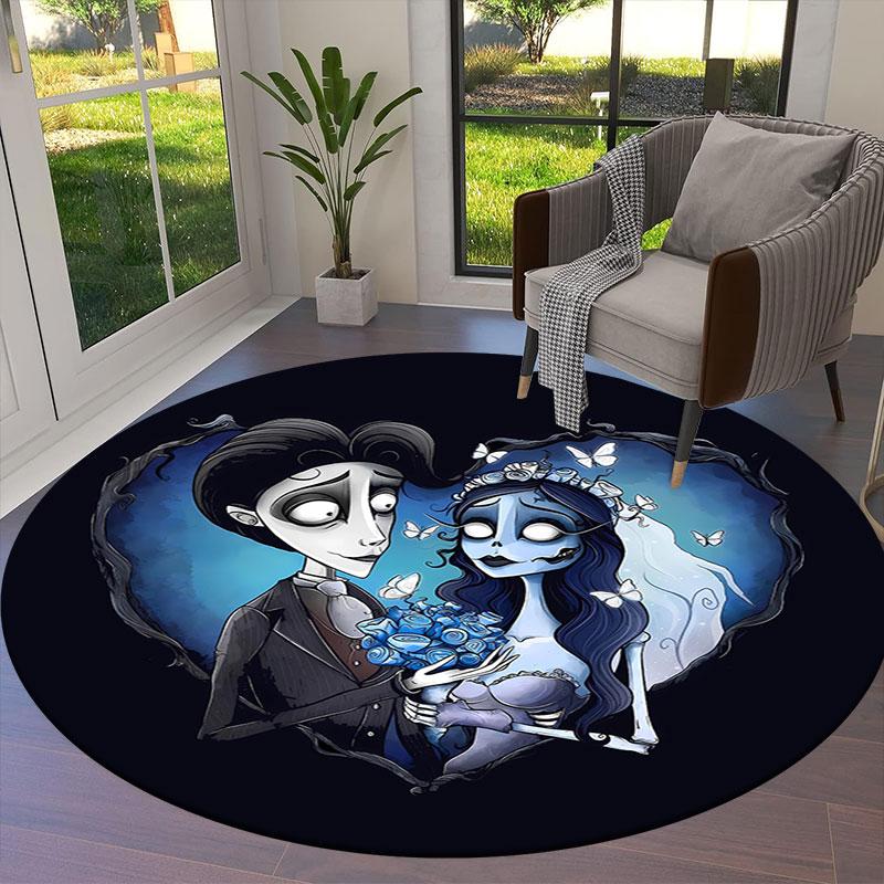 corpsebride Round Area Rug,Carpet Rug for Living Room Bedroom Sofa Playroom Decor,Non-slip Floor Mat