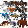 Jungle Adventure Beast Animals Tiger Bear Jurassic Park World Dinosaurs Elephant Model Building Blocks Figure Toys For Children