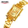 Skmei 2570 Elegant Fashion Women Quartz Watch Costume Stainless Steel Band Waterproof Rectangle in Stock Casual Watch Set