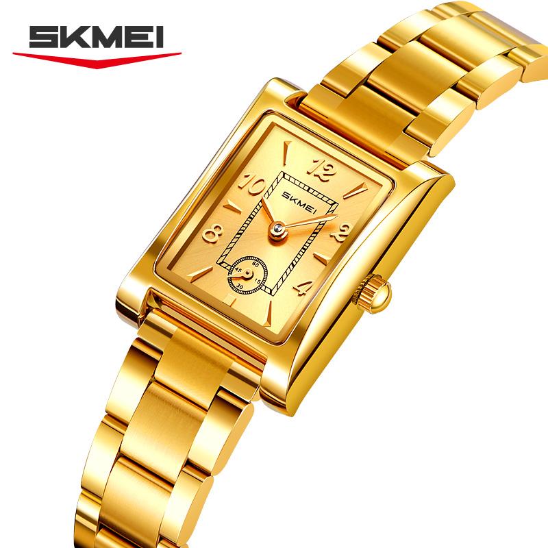 Skmei 2570 Elegant Fashion Women Quartz Watch Costume Stainless Steel Band Waterproof Rectangle in Stock Casual Watch Set
