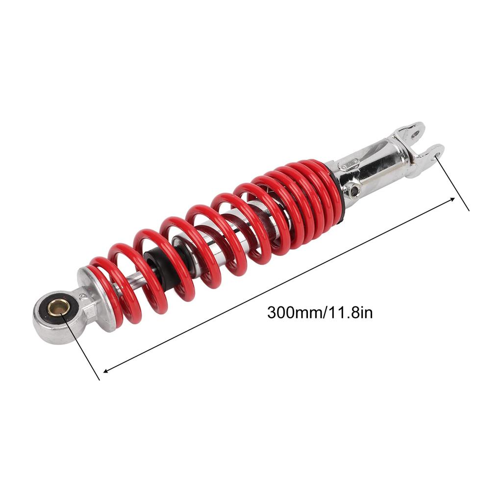 Motorcycle Rear Shock Absorber, 300mm, 3000lb, Steel Alloy, Waterproof, Replacement for JOG 100 (Red)