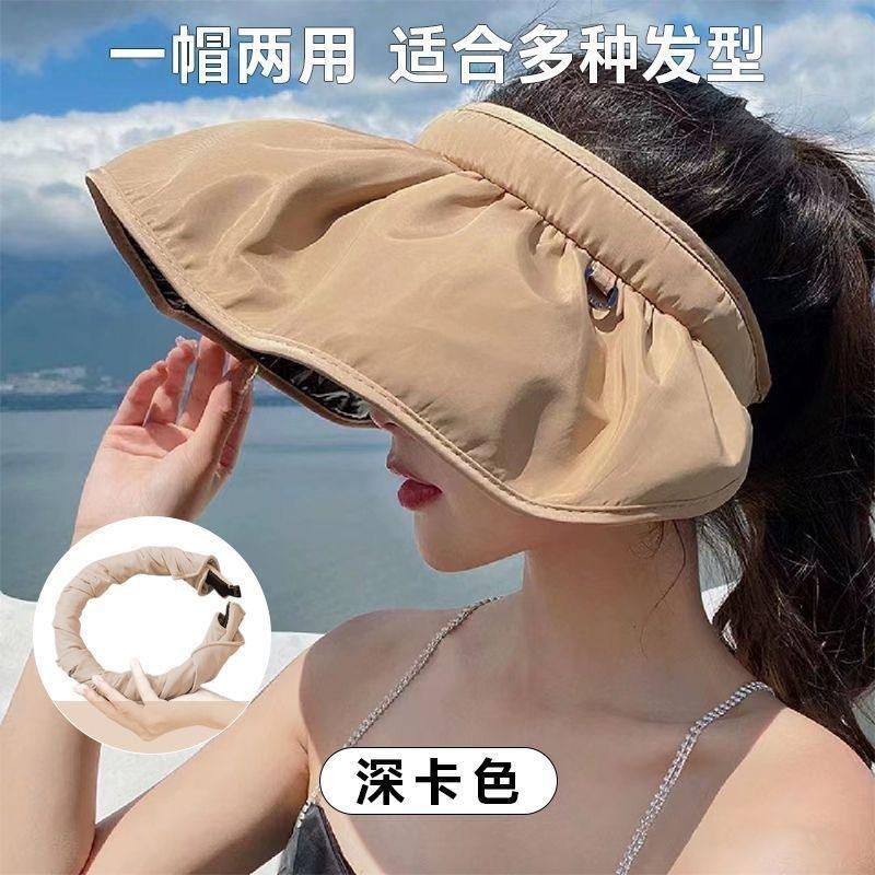 Sonnenhut Sommer Damen Sonnenschutz UV-Schutz Leere Oberseite Vinylschale Hut Großer Schirm Sonnenschutz Gesicht Outdoor Radsporthut