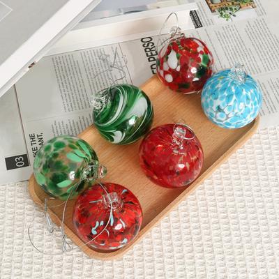 Pandantiv de Crăciun Sferă de Sticlă Sticlă Transparentă Pictat Manual Minge Festivă Pom de Crăciun Accent Decor Acasă