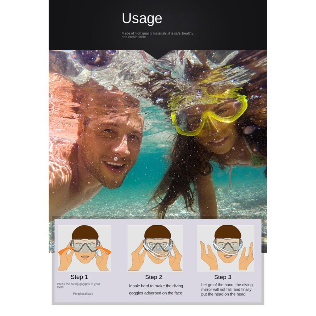 Set de tuburi de respirație pentru oglindă de scufundări cu cadru mare, unisex, impermeabil și anti-aburire, oglindă de suprafață din silicon, mască plutitoare pentru scufundări