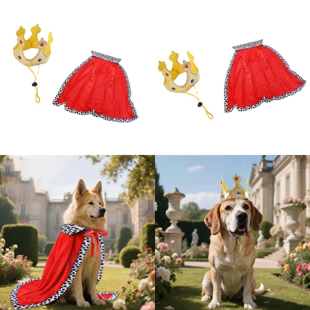 

Dog Costume Velvets Trimmed Cloaks Detachable Crowns Regulable Neckband For Small Media Large Breeds Pet X3UC CN