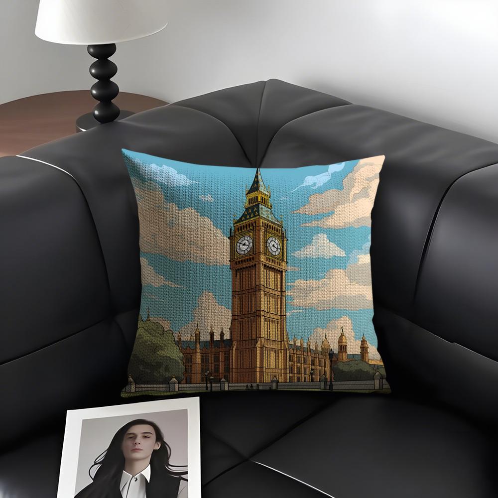 London Fashion Cushion Cover Natural Linen Organic Fabric DoubleSided Printing Sofa Home Decor Gift Pillow Case