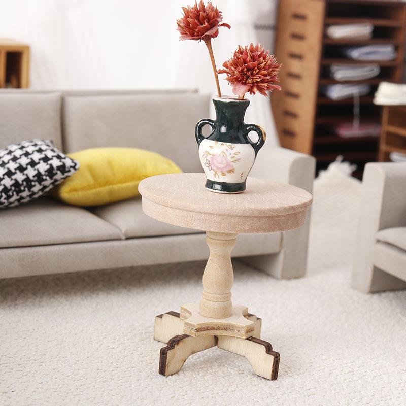 1:12 Dollhouse Miniature Coffee Table Small Round Table Original Wood Table Furniture Home Model Decor Toy Doll House Accessorie