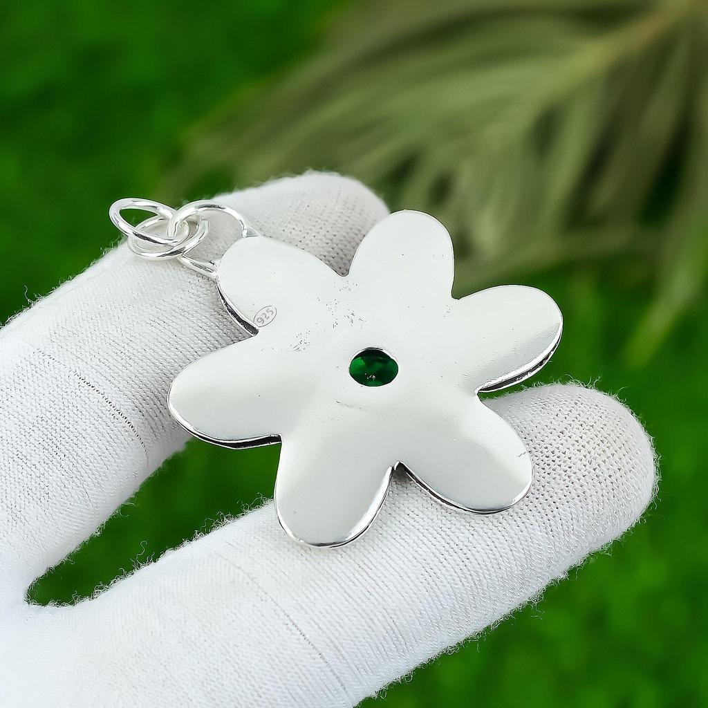 Natural Chrome Diopside Gemstone Jewelry 925 Sterling Silver Pendant For Girls